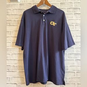 Men’s Georgia Tech navy blue embroidered logo collared polo SS collar shirt XL